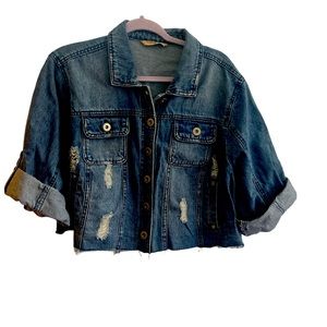 HIGHWAY DENIM CROPPED JACKET.